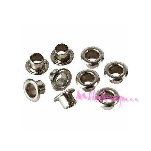 Œillets kési'art métal argenté  - 4 mm - 50 pièces