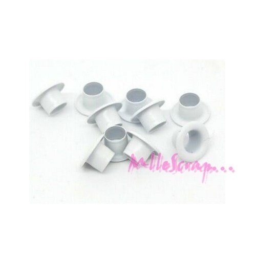 Oeillets métal blanc - 3 mm - 50 pièces