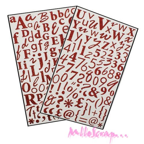 Stickers alphabets rouge dovecraft - 170 pièces