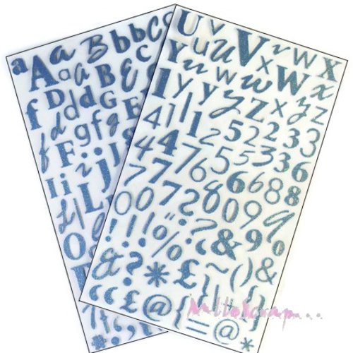 Stickers alphabets bleu dovecraft - 170 pièces