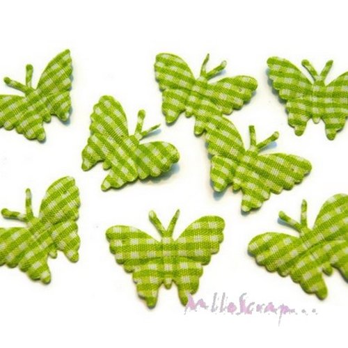 *lot de 8 papillons vert vichy embellissement scrapbooking (réf.310).*
