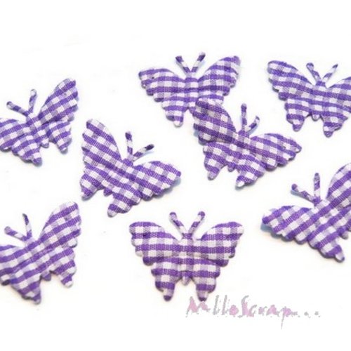*lot de 8 papillons violet vichy embellissement scrapbooking (réf.310).*