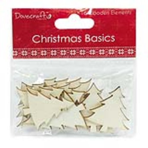 Sapins découpes bois "christmas basic" noel décorations scrapbooking carterie - 16 pièces