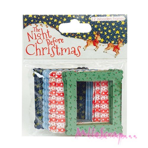 Cadres découpes bois "the night before christmas" décorations noel scrapbooking carterie - 12 pièces