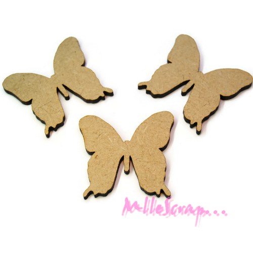 Papillons découpes bois à décorer scrapbooking carterie - 3 pièces