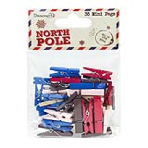 Pinces à linge décoratives multicolore "north pole" noel scrapbooking  - 35 pièces