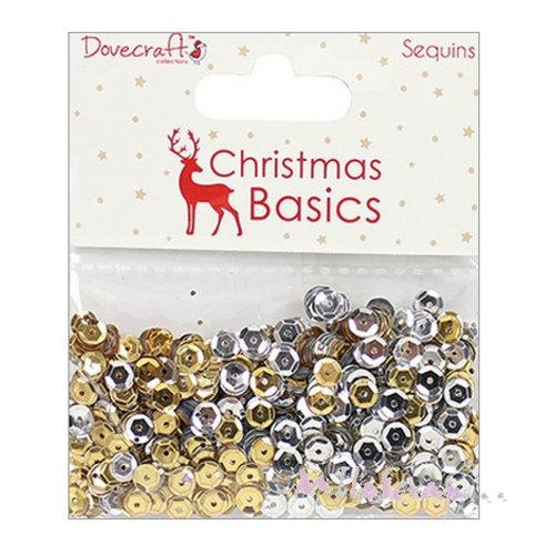 Sequins, paillettes "christmas basic" doré, argenté noel décoration scrapbooking - 30 g