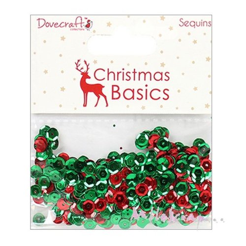 Sequins, paillettes "christmas basic" rouge, vert noel décoration scrapbooking - 30 g