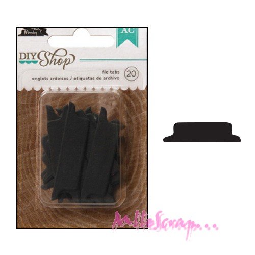 Tags onglets effet ardoise american crafts scrapbooking carterie - 20 pièces