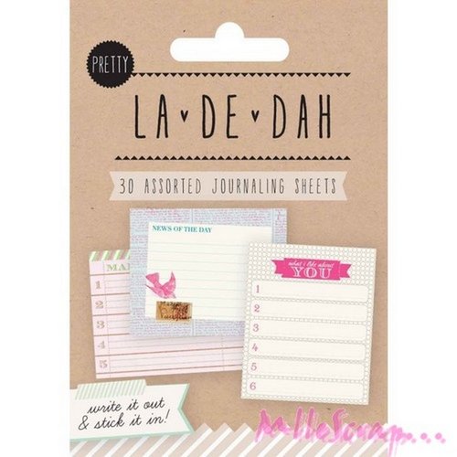 Etiquettes tags spécial journaling à coller  "la-de-dah"  décoration scrapbooking bullet journal - 30 pièces