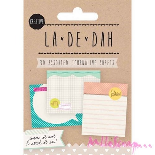 Etiquettes tags spécial journaling à coller  "la-de-dah"  décoration scrapbooking bullet journal - 30 pièces
