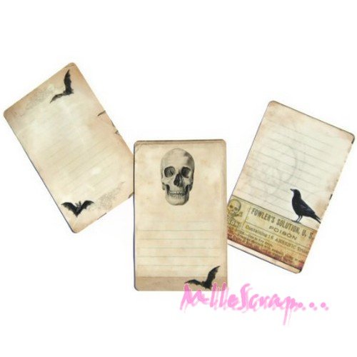 Cartes tags journaling "halloween" embellissement scrapbooking carterie journaling - 3 pièces
