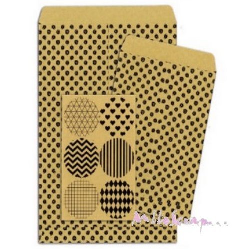 Enveloppes décoratives, paper bag, stickers kraft bo bunny scrapbooking - 7 pièces