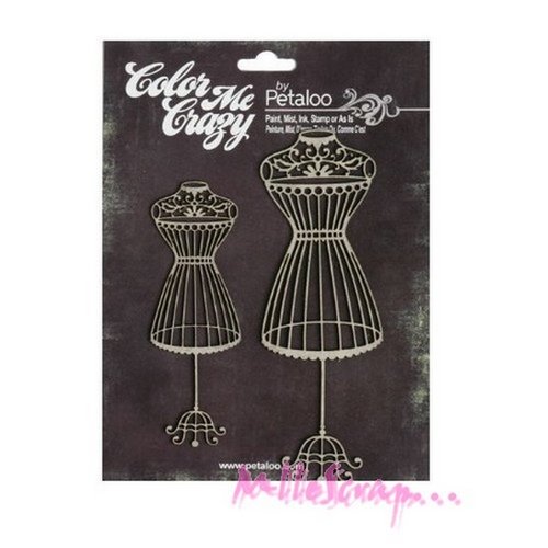 Chipboards mannequins "petaloo" embellissement scrapbooking carterie - 2 pièces