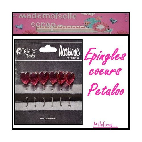 Epingles coeurs ou trinkets petaloo embellissement scrapbooking, carterie, déco - 6 pièces