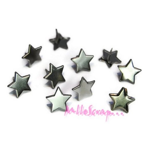 Brads ou attaches parisiennes étoiles argentées 13 mm embellissement scrapbooking - 10 pièces