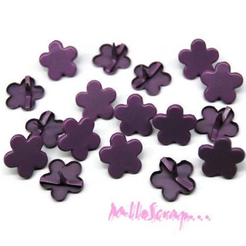 Brads ou attaches parisiennes fleurs violet embellissement scrapbooking carterie - 25 pièces