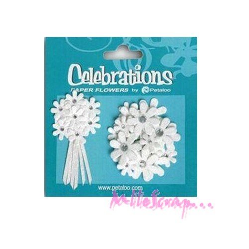 Stickers bouquet de la mariée fleurs petaloo embellissement scrapbooking carte - 21 pièces
