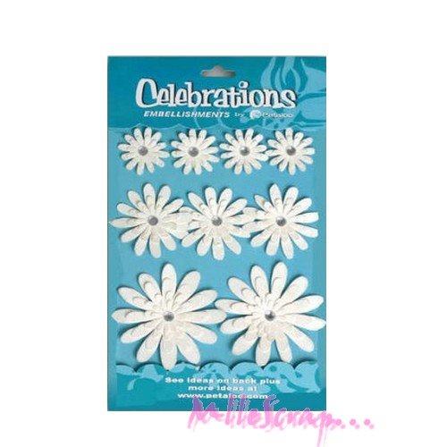 Stickers 3d fleurs petaloo embellissement scrapbooking carterie mariage - 9 pièces