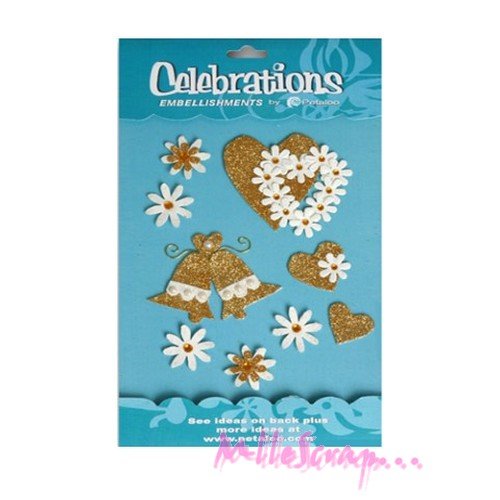 Stickers 3d spécial fêtes petaloo embellissement scrapbooking carte mariage - 9 pièces