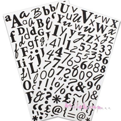 Stickers alphabets noir dovecraft - 170 pièces