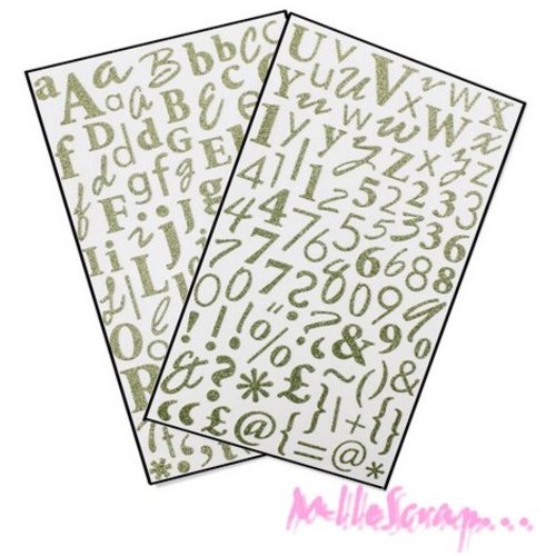 Stickers alphabets vert clair dovecraft - 170 pièces