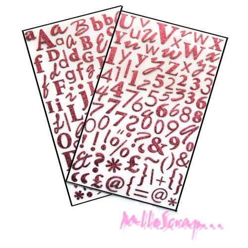 Stickers alphabets rose foncé dovecraft - 170 pièces