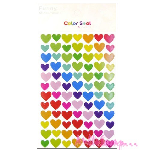 Gros lot de 500 stickers gommettes cœurs multicolore autocollants scrapbooking
