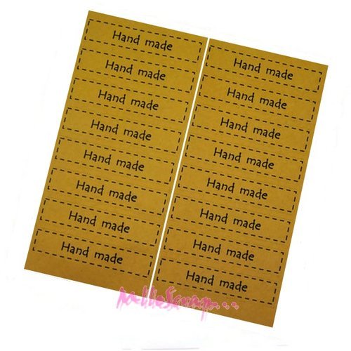 Etiquettes autocollantes stickers "hand made" décoration scrapbooking carterie cadeaux - 32 pièces