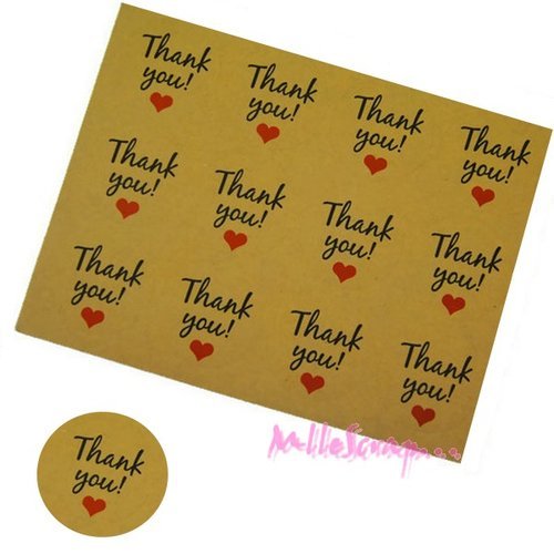 Etiquettes autocollantes stickers "thank you" décoration scrapbooking carterie cadeaux - 36 pièces