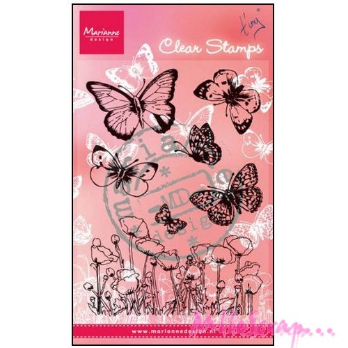 Tampons transparents papillons marianne design scrapbooking réf cs0927 - 7 pièces