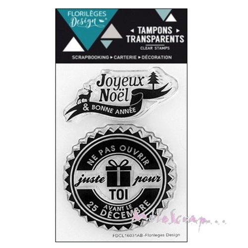Tampon transparent acrylique "juste pour toi" florilèges design embellissement scrapbooking - 2 pièces