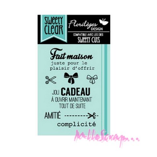 Tampons transparents acrylique "cadeau maison" florilèges design embellissement scrapbooking - 8 pièces