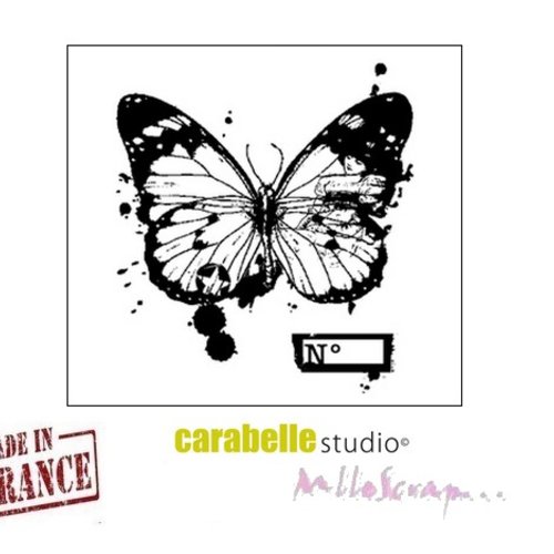Tampon "papillon grunge" carabelle studio fabriqué en france embellissement scrapbooking - 1 pièce