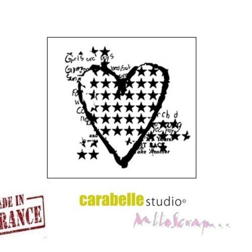 Tampon "mon coeur étoilé" carabelle studio fabriqué en france embellissement scrapbooking - 1 pièce