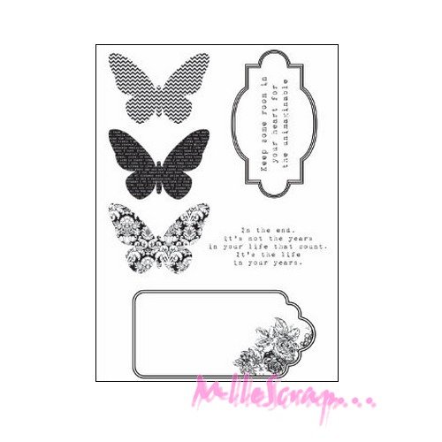 Tampon transparent acrylique "papillons" kaisercraft embellissement scrapbooking - 1 pièce