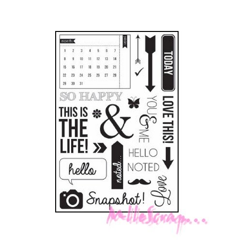 Tampon transparent acrylique "bullet journal" kaisercraft embellissement scrapbooking - 22 pièces