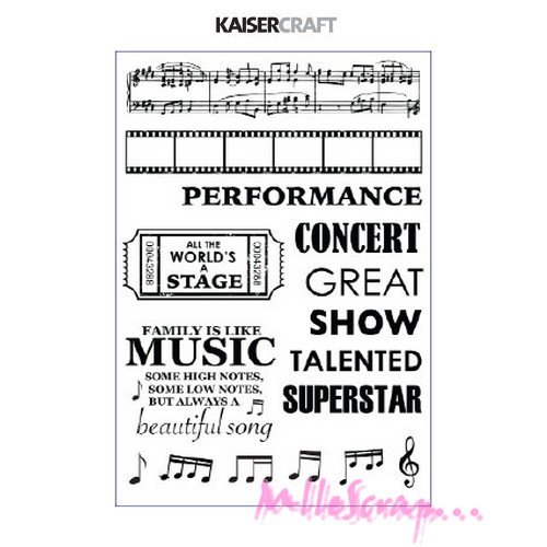 Tampon transparent acrylique "musique" kaisercraft embellissement scrapbooking - 17 pièces