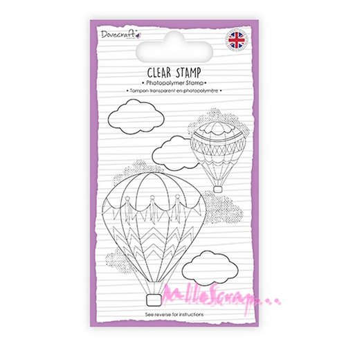 Tampon transparent acrylique "montgolfières" dovecraft embellissement scrapbooking carterie - 1 pièce
