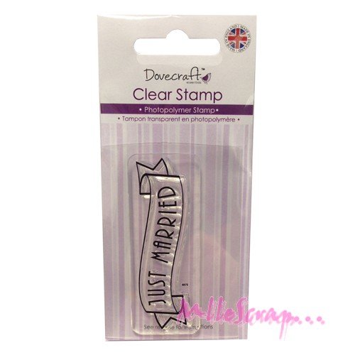 Tampon transparent acrylique dovecraft "just married" embellissement scrapbooking carterie - 1 pièce