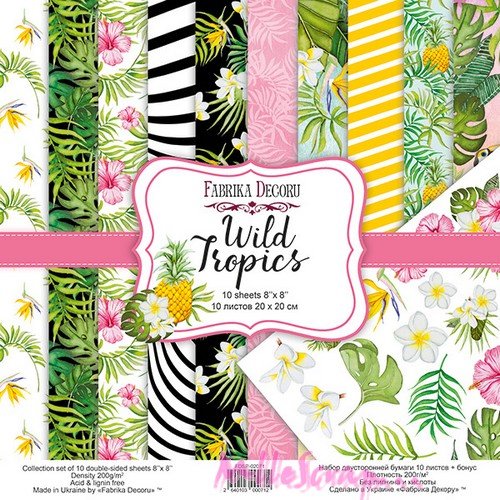 Papiers imprimés wild tropics, papiers fabrika decoru, papiers 30 x 30cm, 12 feuilles