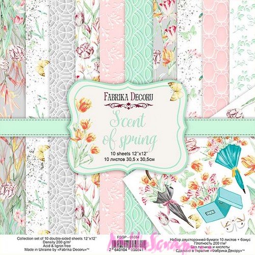 Papiers imprimés scent of spring, papiers fabrika decoru, papiers 30 x 30cm, 12 feuilles