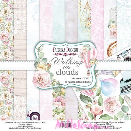 Papiers imprimés walking on clouds, papiers fabrika decoru, papiers 30 x 30cm, 12 feuilles