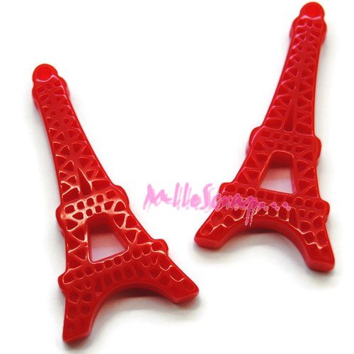 Cabochons tour eiffel résine embellissement scrapbooking - 2 pièces