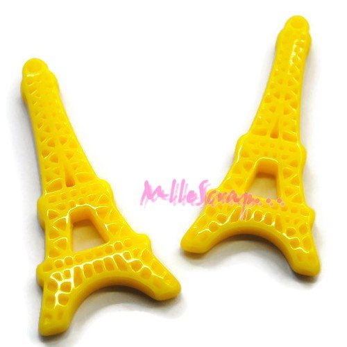 Cabochons tour eiffel résine embellissement scrapbooking - 2 pièces