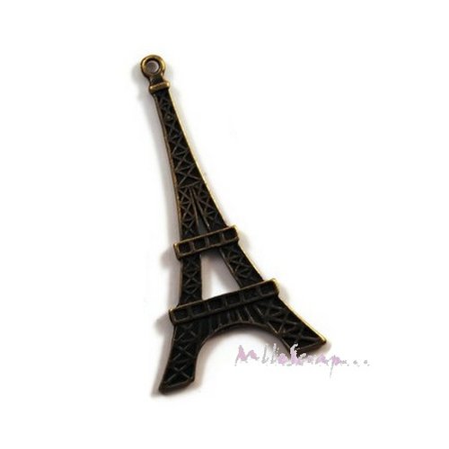 Grande breloque "tour eiffel" bronze embellissement scrapbooking - 1 pièce