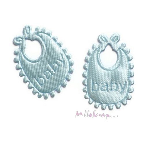 Appliques tissu bavoirs bleu bébé faire-part naissance embellissement scrapbooking - 5 pièces