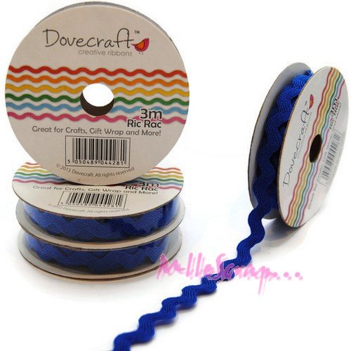 Ruban tissu ric rac bleu foncé - 3 mètres