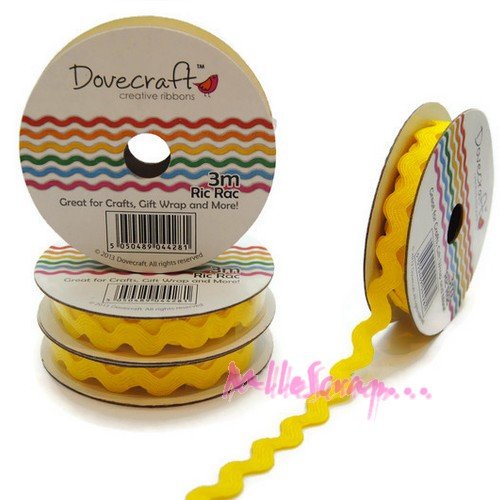 Ruban tissu ric rac jaune - 3 mètres