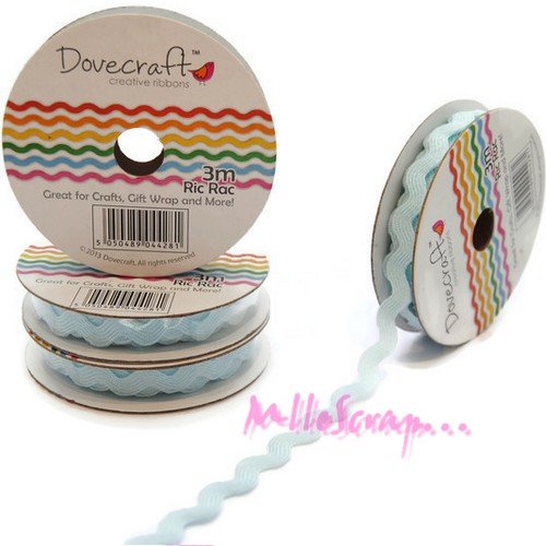 Ruban tissu ric rac bleu clair - 3 mètres